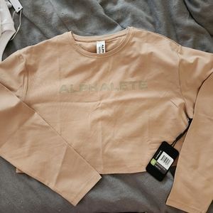 Alphalete Long Sleeve Crop Top Size M - Taupe